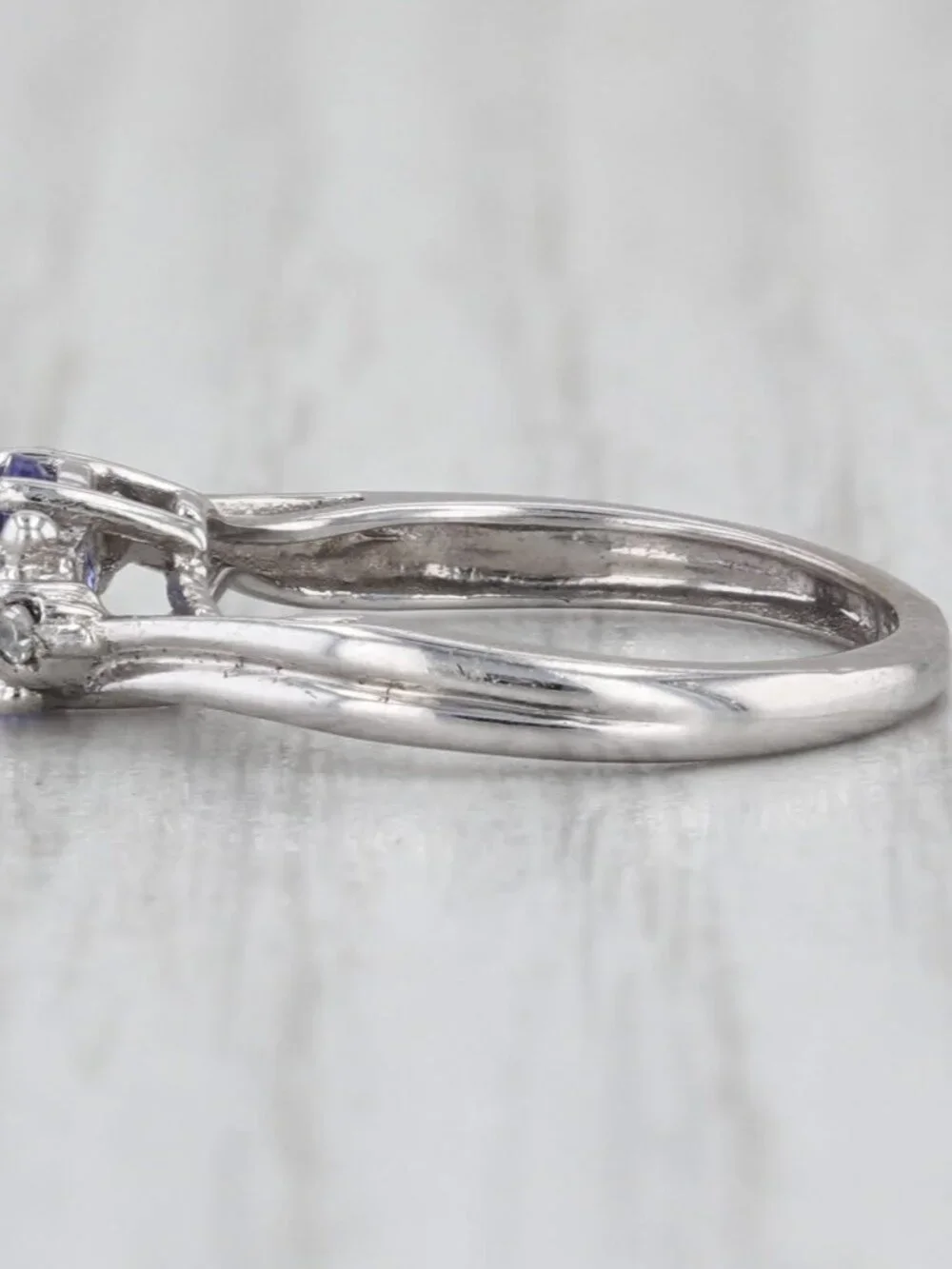 0.30ct Tanzanite Diamond Ring 10k White Gold Small Size 3.25